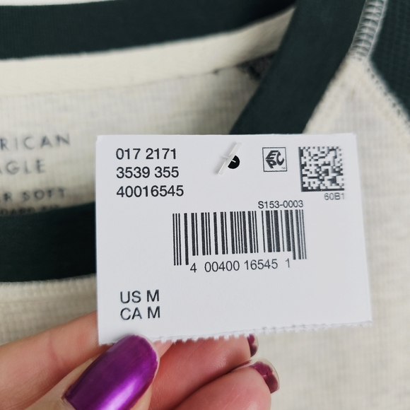 American Eagle Colorblock Thermal Waffle Knit Long Sleeve Shirt NWT - Picture 5 of 9